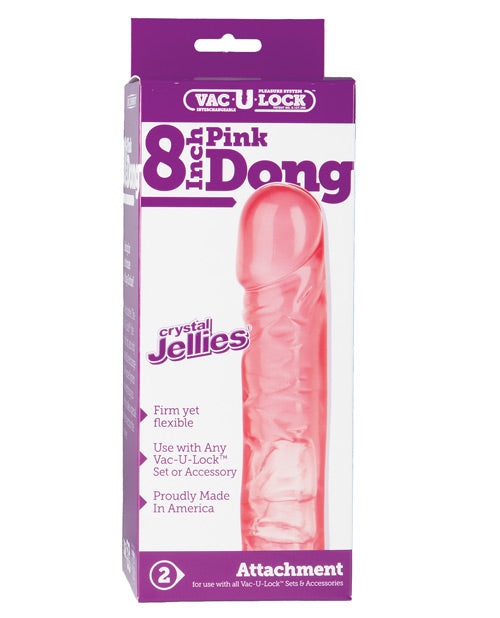 8" Crystal Jellie Pink Strap-On Dong - Realistic, Secure, Body-Safe