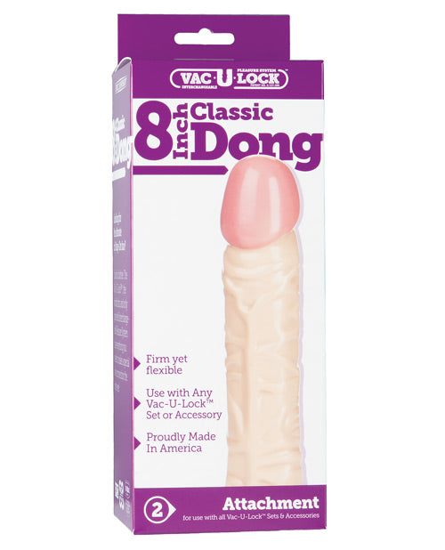 Shop for the Vac-U-Lock 8" Classic Dong - White: Secure Fit & Body-Safe at My Ruby Lips
