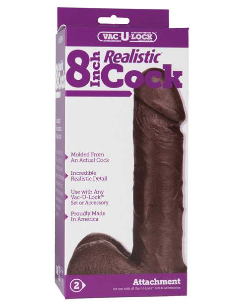 Vac-U-Lock 8" Realistic Black Cock Attachment - featured product image.