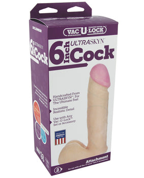 Doc Johnson Vac-U-Lock 6" Ultra-Realistic Cock & Balls - White: Lifelike Dual-Density Pleasure - Featured Product Image