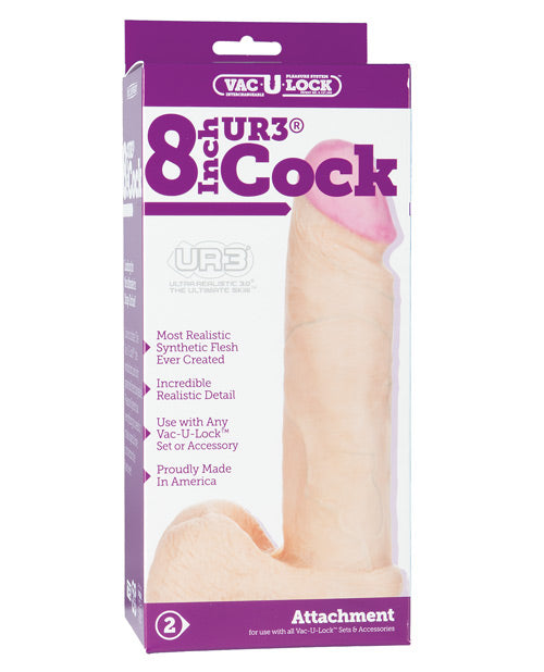 Doc Johnson 8" Ultraskyn Lifelike Cock & Balls Attachment - White - featured product image.