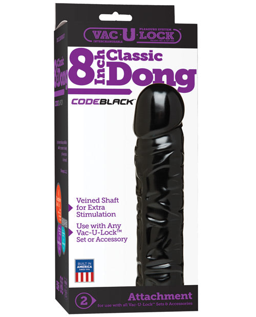 Vac-U-Lock Code Black 8" Classic Dong: A Journey of Sensation and Desire Product Image.