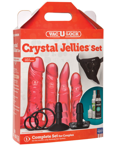 Complete Pink Strap-On Kit with Crystal Jellies Attachments - featured product image.