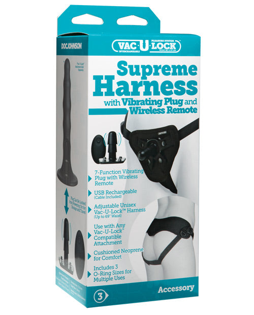 Arnés Vac-U-Lock Supreme con Plug Vibrador en Negro - featured product image.