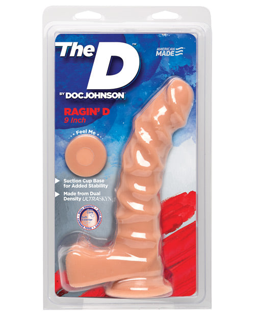 D 9" Ragin' D w/Balls - Vanilla Dual Density Dildo - featured product image.