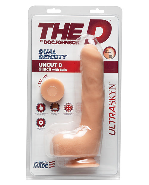 The D 9" Dual Density Uncut Dildo with Suction Cup - Vanilla - featured product image.