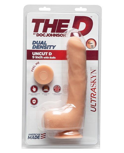 D 9" Uncut Dildo with Suction Cup - Vanilla Product Image.
