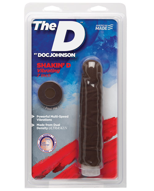 Consolador Vibrador Shakin' D de 7" - Chocolate - featured product image.