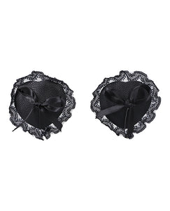 Allure & Elegance Black Vegan Leather & Lace Nipple Pasties