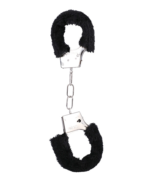 Indulgence Unleashed - Luxury Black Furry Handcuffs by In A Bag Product Image.