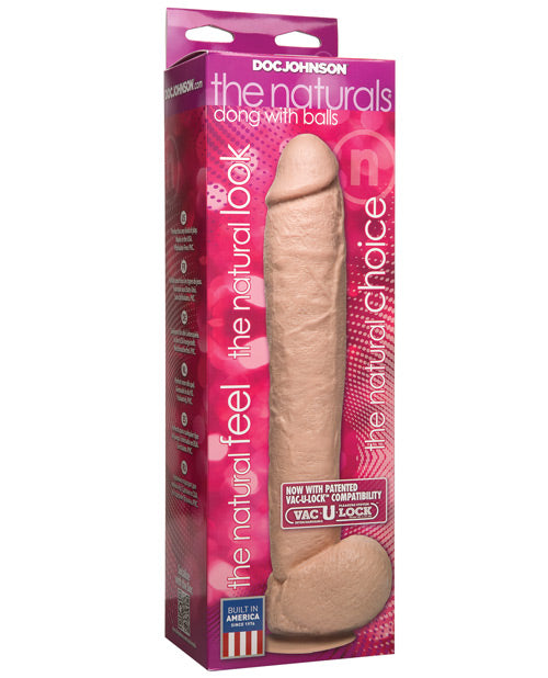 Doc Johnson Naturals 12" Realistic Cock with Balls - Flesh Product Image.