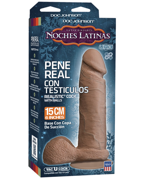 Noches Latinas Ultraskyn 逼真雙密度假陽具 6 吋 - 焦糖色 Product Image.