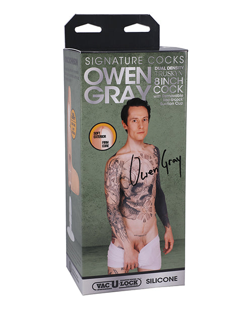 Owen Grey 8" Dual-Density Silicone Cock with Suction Cup - featured product image.