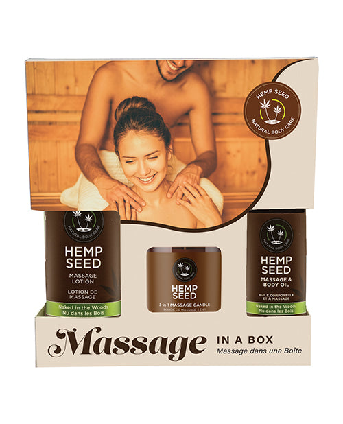 Set de caja de masaje con semillas de cáñamo Earthly Body - Desnudo en el bosque Product Image.