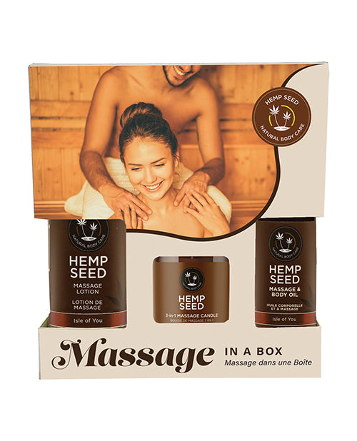 Set de regalo esencial para masajes con semillas de cáñamo Earthly Body Product Image.
