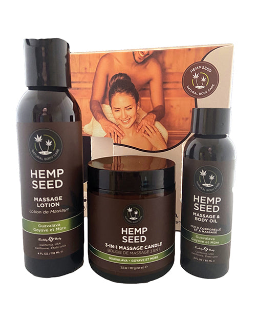 Earthly Body Hemp Seed Massage in a Box - Guavalava Relaxation Set - featured product image.