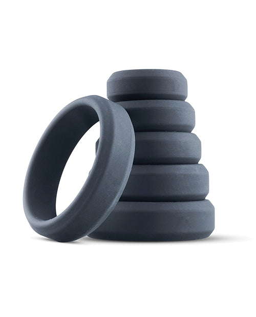 Boners 6 Pc Wide Cock Ring Set - Black - featured product image.