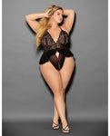 Escante Euphoria Queen Size Open Flirty Teddy en negro/rojo