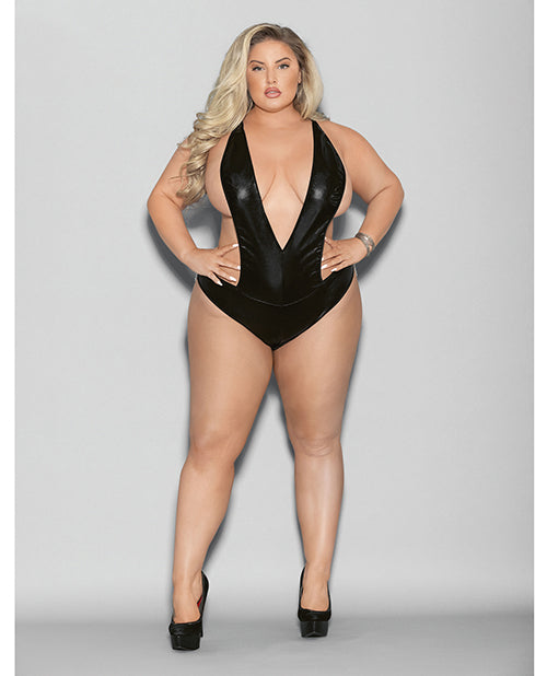 Empower Plus-Size Confidence Wet Look Teddy by Escante Product Image.