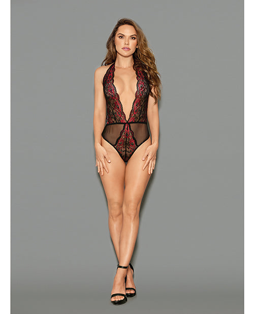 Euphoria Lace Halter Teddy with Crotch Closure Product Image.