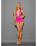 Euphoria Mesh Bustier & Hose Set in Hot Pink