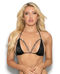 Empowerment Elegance Rhinestone Semi Open Tri Bra in Black O/S