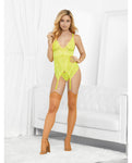 Neons Lime Bustier Set with Nude Hose & G-string