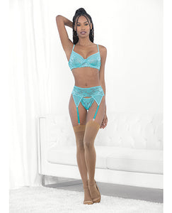 Malibu Blue Lace & Mesh Lingerie Set