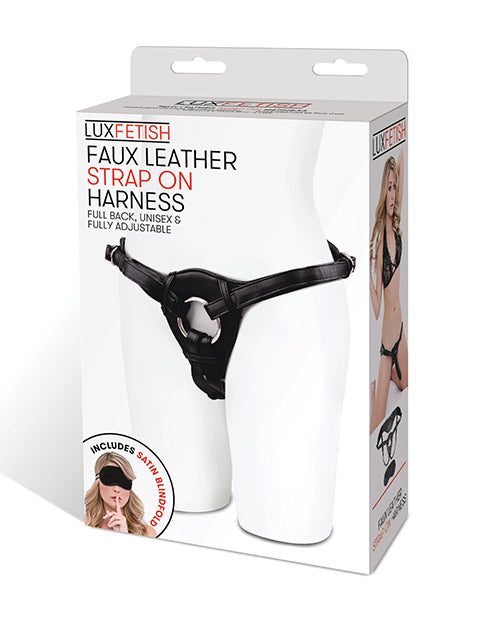 Arnés con correa de charol negro Lux Fetish - featured product image.