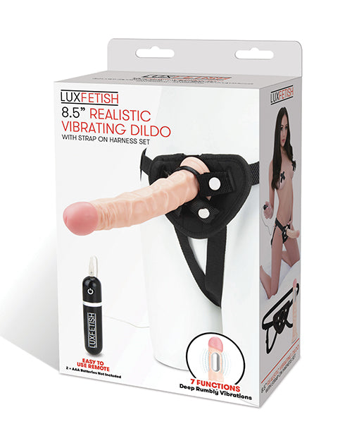 Juego de consolador y arnés vibratorio Lux Fetish de 8,5": kit de placer definitivo - featured product image.