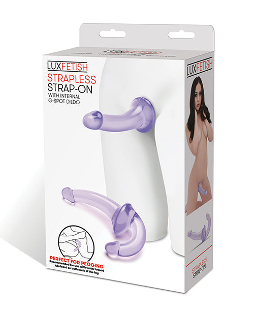 Arnés sin tirantes de dos extremos en color morado Lux Fetish - featured product image.