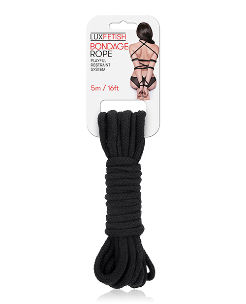 Lux Fetish 10ft Black Cotton Bondage Rope - Elevate Your Bondage Play Product Image.