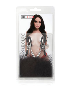 Lux Fetish Feather Nipple Clips - Tantalising Sensory Pleasure
