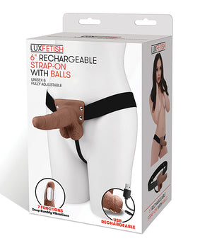 Lux Fetish 6" Rechargeable Strap-On with Realistic Balls: Ultimate Pleasure & Realism - Featured Product Image