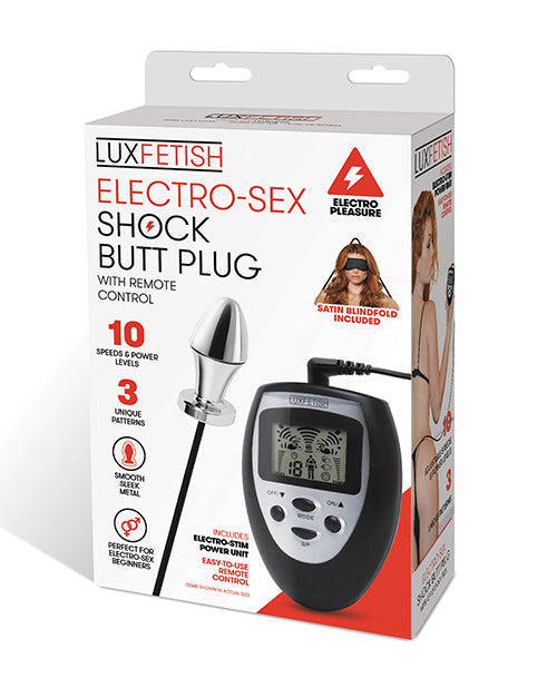 Lux Fetish Electro-Sex Shock Butt Plug: 10 velocidades, 3 patrones, control remoto Product Image.