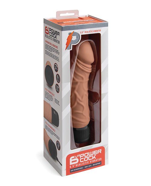 Vibrador realista Powercocks de 6,5" - Marrón oscuro Pleasure Power - featured product image.
