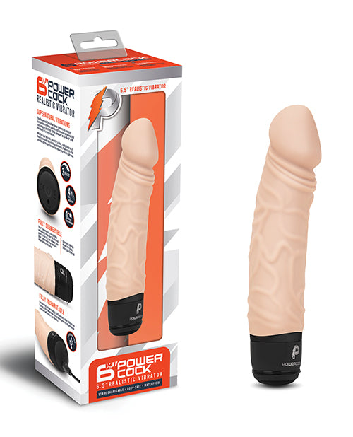 Powercocks 6.5" Realistic Vibrator: Lifelike Pleasure! Product Image.