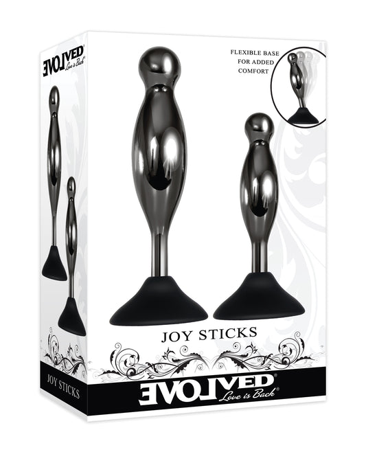 Evolved Joy Sticks 2 pc Plug Set in Black/Chrome - featured product image.