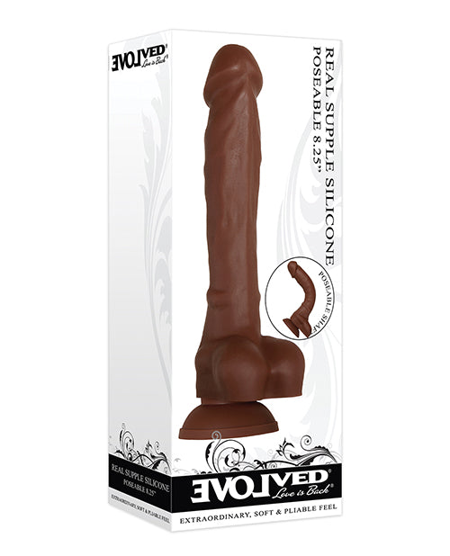 "Evolved Real Supple Silicone Poseable Dark 8.25” Dildo" - featured product image.
