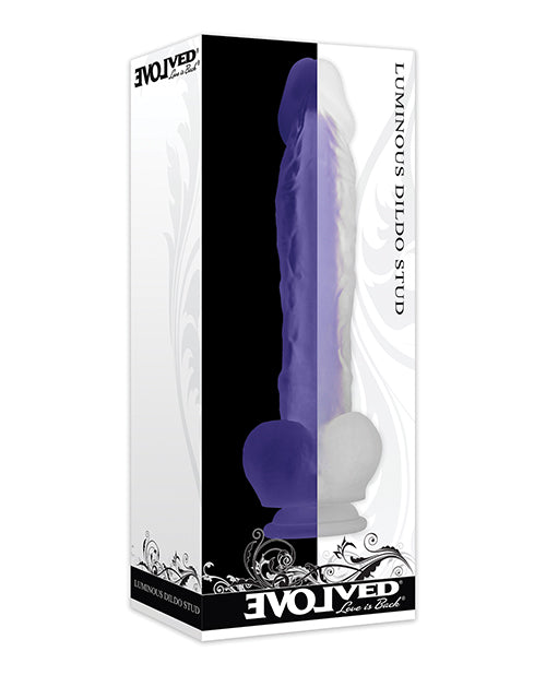 Consolador púrpura luminoso evolucionado: realista, de doble capa, manos libres - featured product image.