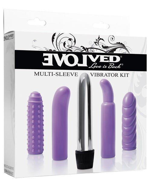 Kit de vibrador de múltiples mangas evolucionado en morado - Paquete de placer 5 en 1 Product Image.