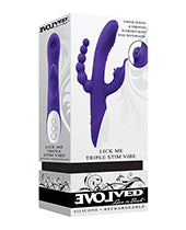 Evolved Lick Me Triple Stim Vibe - Púrpura: Trío de placer definitivo - featured product image.