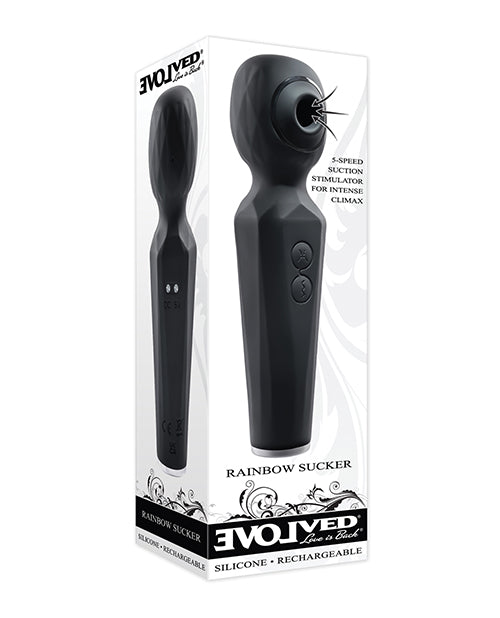 Evolved Rainbow Sucker Wand - Black Dual Function Vibrator & Suction Toy - featured product image.