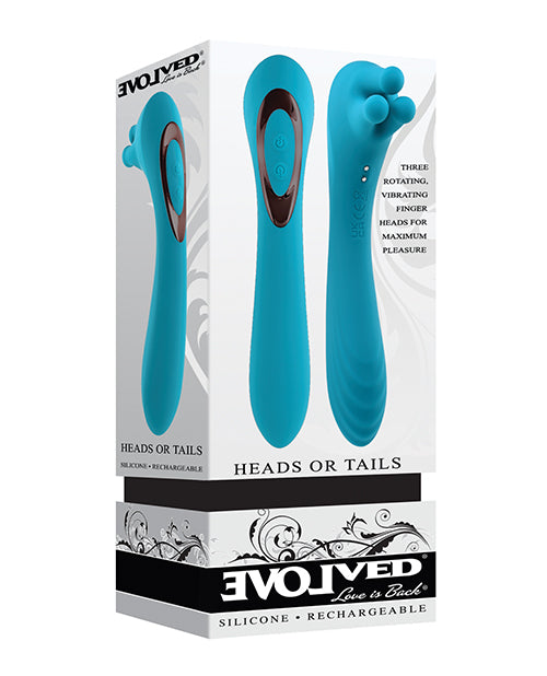 Evolved Heads or Tails 雙快感震動器，青色 - featured product image.