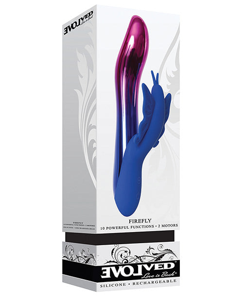Evolved Firefly Dual Stim - Blue: Glow-in-the-Dark Pleasure Vibrator Product Image.