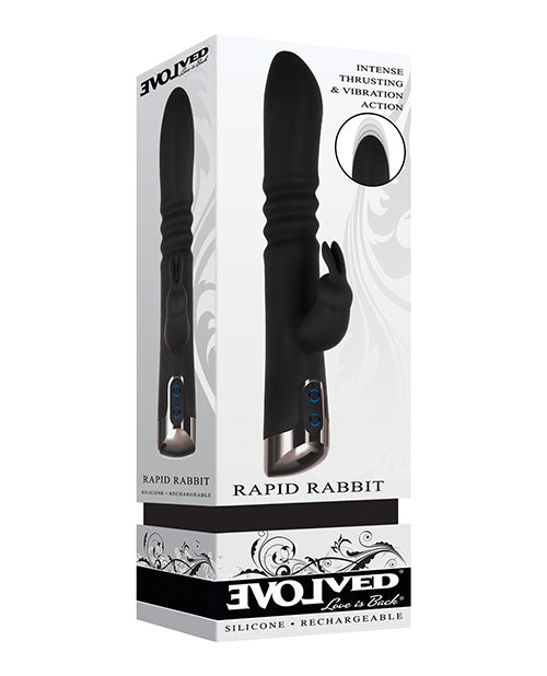 Vibrador dual de empuje Rapid Rabbit evolucionado - Negro - featured product image.