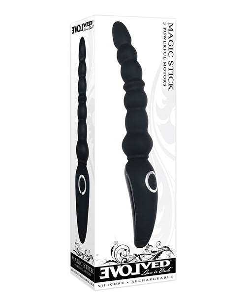 Evolved Magic Stick Beaded Vibrator - Black - Triple Motor Pleasure - featured product image.