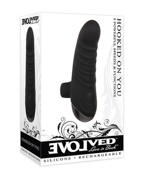 Vibrador de dedo curvo Hooked on You Evolved - Negro: el compañero de placer definitivo - Featured Product Image