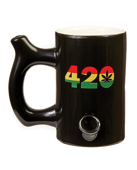 Fashioncraft Large Mug - 420 Black Rasta: Novelty Ceramic Mug with Built-In Pipe - Featured Product Image