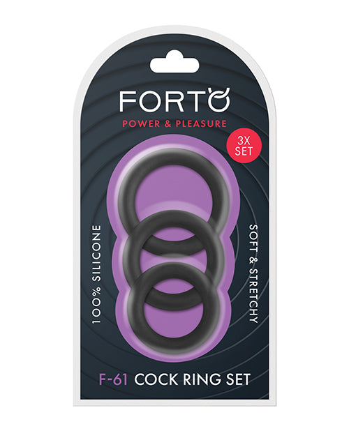 Forto F-61 液體 3 件矽膠陰莖環套裝 - 終極樂趣 🖤 Product Image.